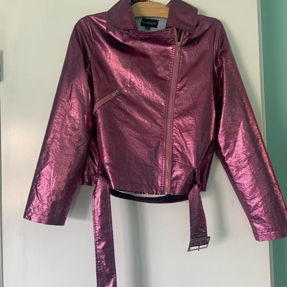 Hayley Elsaesser pink shiny jacket. Unique find! Size xs - Picture 2 of 5